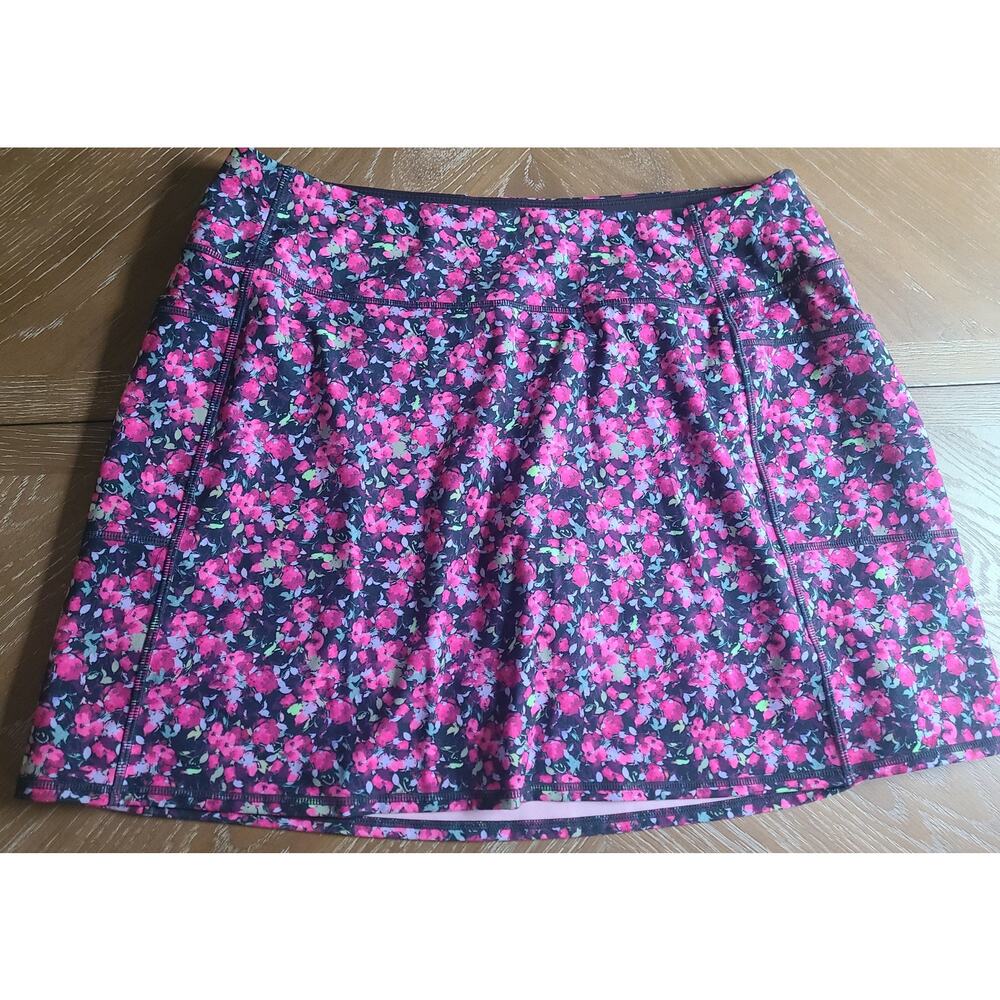 Skechers Floral Athletic Skort XL Pink Black Tennis Golf Activewear